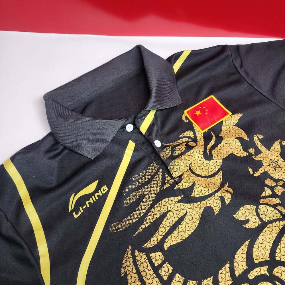 Li-Ning China Olympic Team Polo Shirt Black Gold